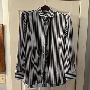 Isaia blue and grey Dress Shirt with Classic Collar